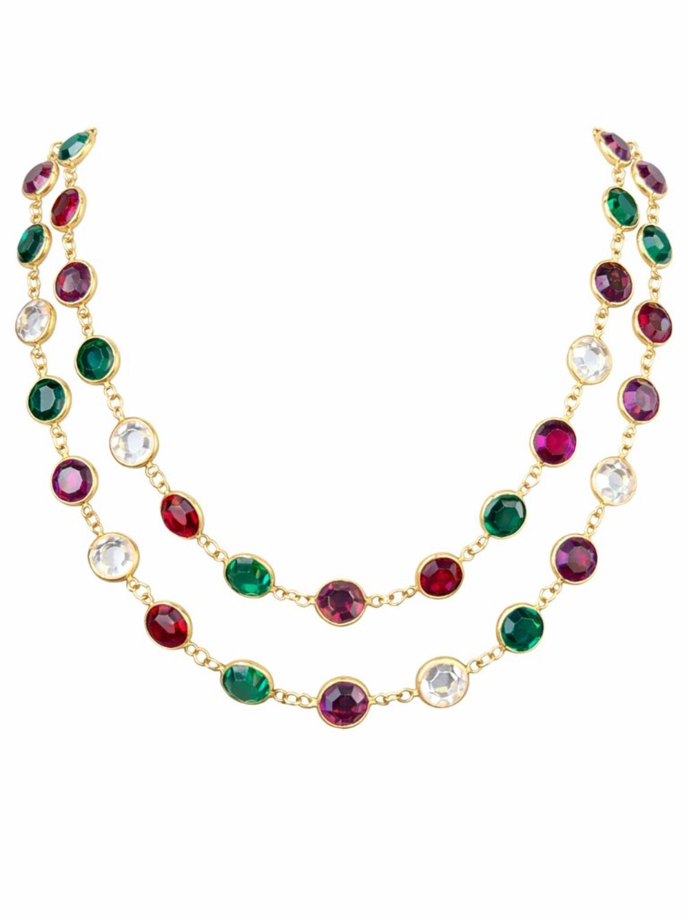 Swarovski 36 Inch Crystal Necklace, Faceted Clear Bezel Set Chain, Long Layering